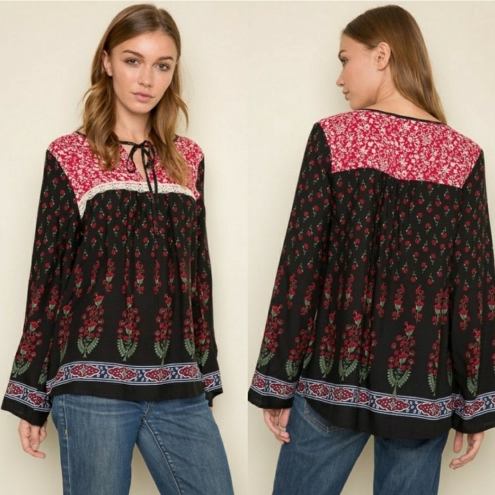Floral Patterned Boho Blouse